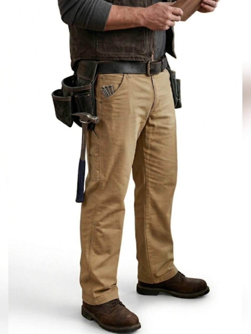 Smith's Workwear Stretch Duck Canvas Carpenter Pants 38x32 Khaki Tan NWT